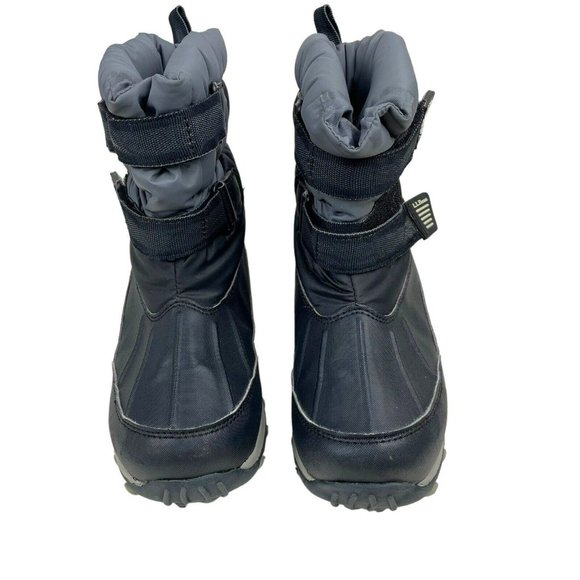 LL Bean Kids Gray Black Waterproof Hook Loop Mid Calf Winter Boots Size 3 289143 - Picture 2 of 7